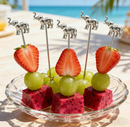 Homestia Stainless Steel Cocktail Picks, 4.7 Inch Reusable Martini Olive Picks, Metal Garnish Skewers for Drinks, Appetizers, Bloody Mary - Set of 6 Metal Cocktail Picks for Party Bar