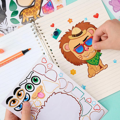 JOYIN 24 Sheets 9"x6" Make a face Stickers for Kids, Make Your Own Stickers with Unicorn, Dinosaur, Sea and Safari Animals, Party Favors Kids Crafts, Goodie Bags Stuffers Classroom Activities
