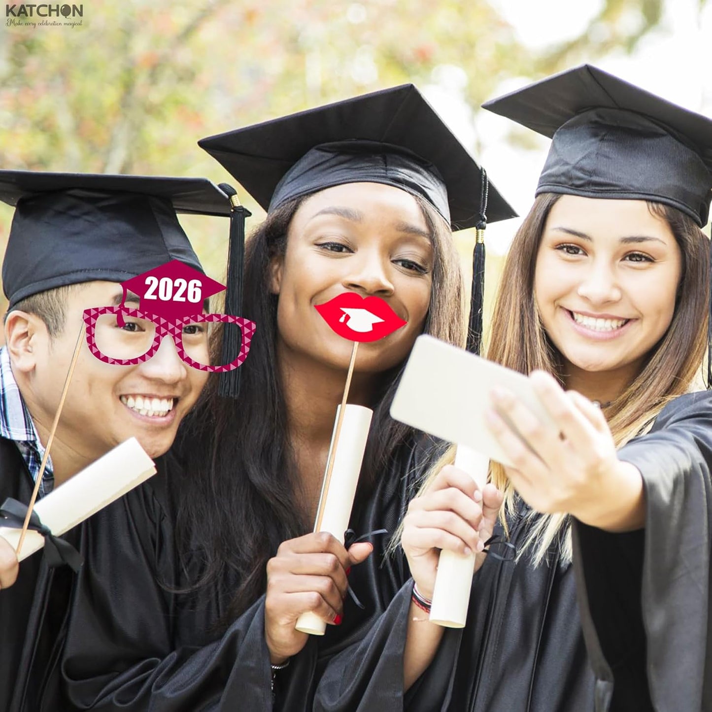 Burgundy Graduation Photo Booth Props 2026 - Pack of 23, Graduation Decorations 2026, Graduation Photo Props for Class of 2026 Decorations, Graduation Props for Photoshoot 2026 -KatchOn