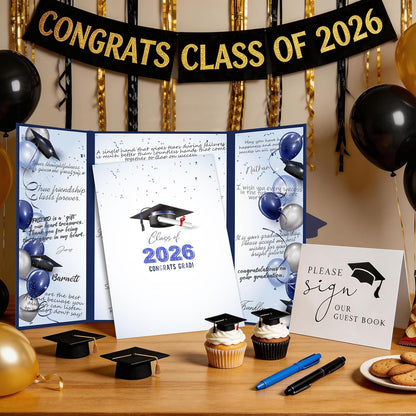 kockuu 2026 Graduation Guest Book Signature Board, Pink Class of 2026 Graduation Sign in Book to Sign Decor for Grad Party High School College Grad Gifts