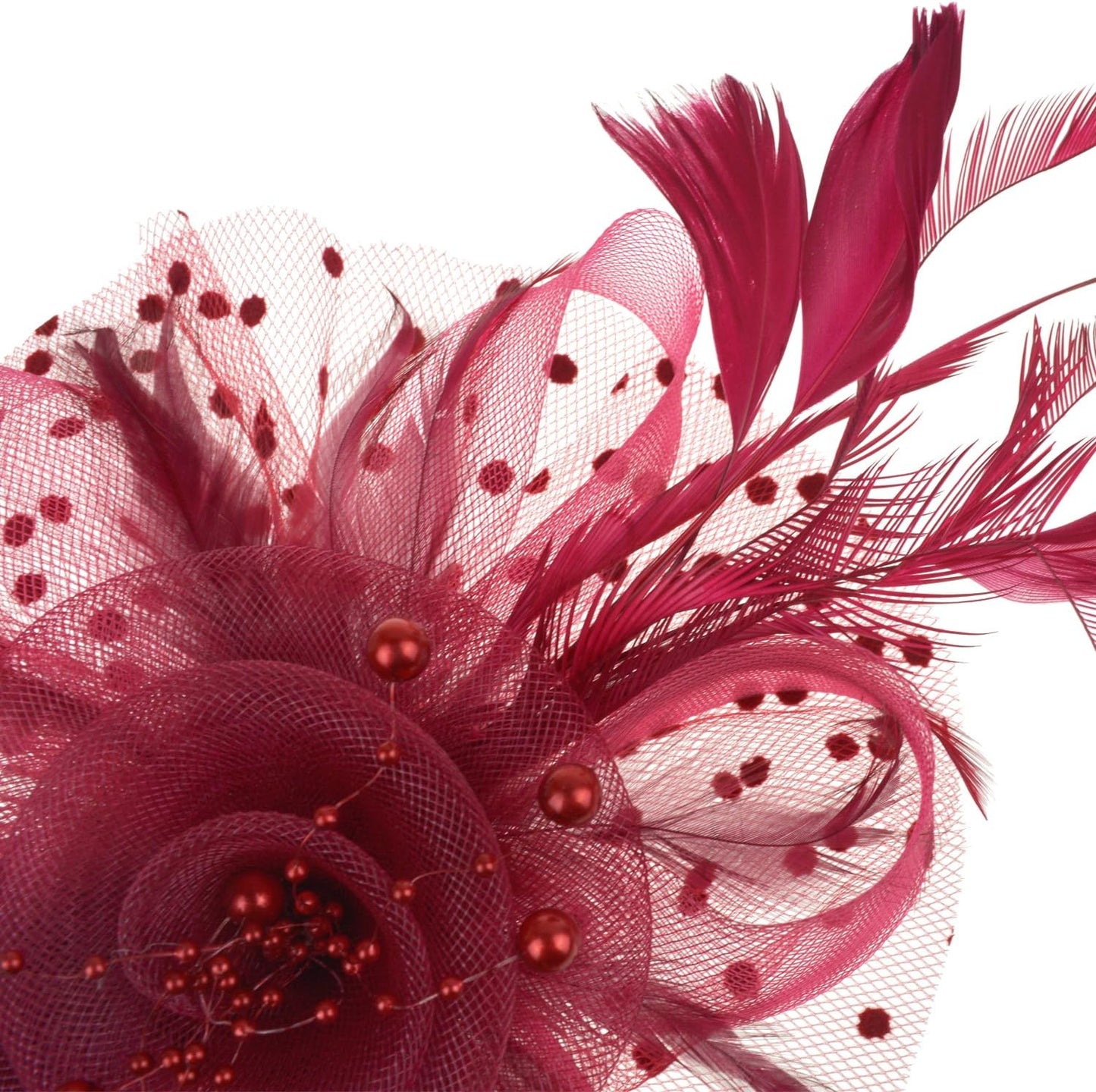 DRESHOW Fascinators Hat Flower Mesh Ribbons Feathers on a Headband and a Clip Tea Party Headwear for Girls and Women - Colors A