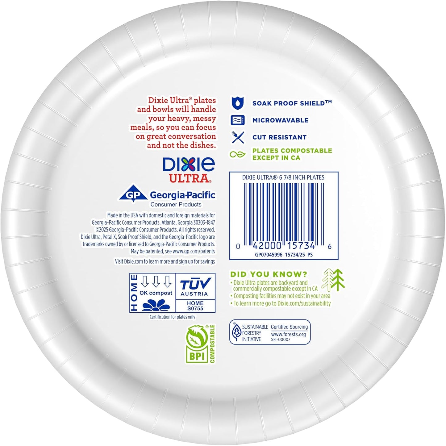 Dixie Ultra, Large Paper Plates, 10 Inch, 172 Count (4 packs of 43 plates), 3X Stronger*, Heavy Duty, Microwave-Safe, Soak-Proof, Cut Resistant, Disposable Plates For Heavy, Messy Meals