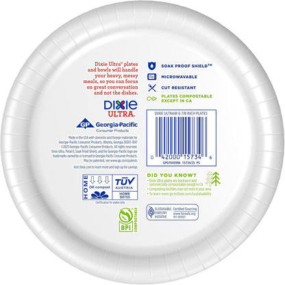 Dixie Ultra, Large Paper Plates, 10 Inch, 172 Count (4 packs of 43 plates), 3X Stronger*, Heavy Duty, Microwave-Safe, Soak-Proof, Cut Resistant, Disposable Plates For Heavy, Messy Meals