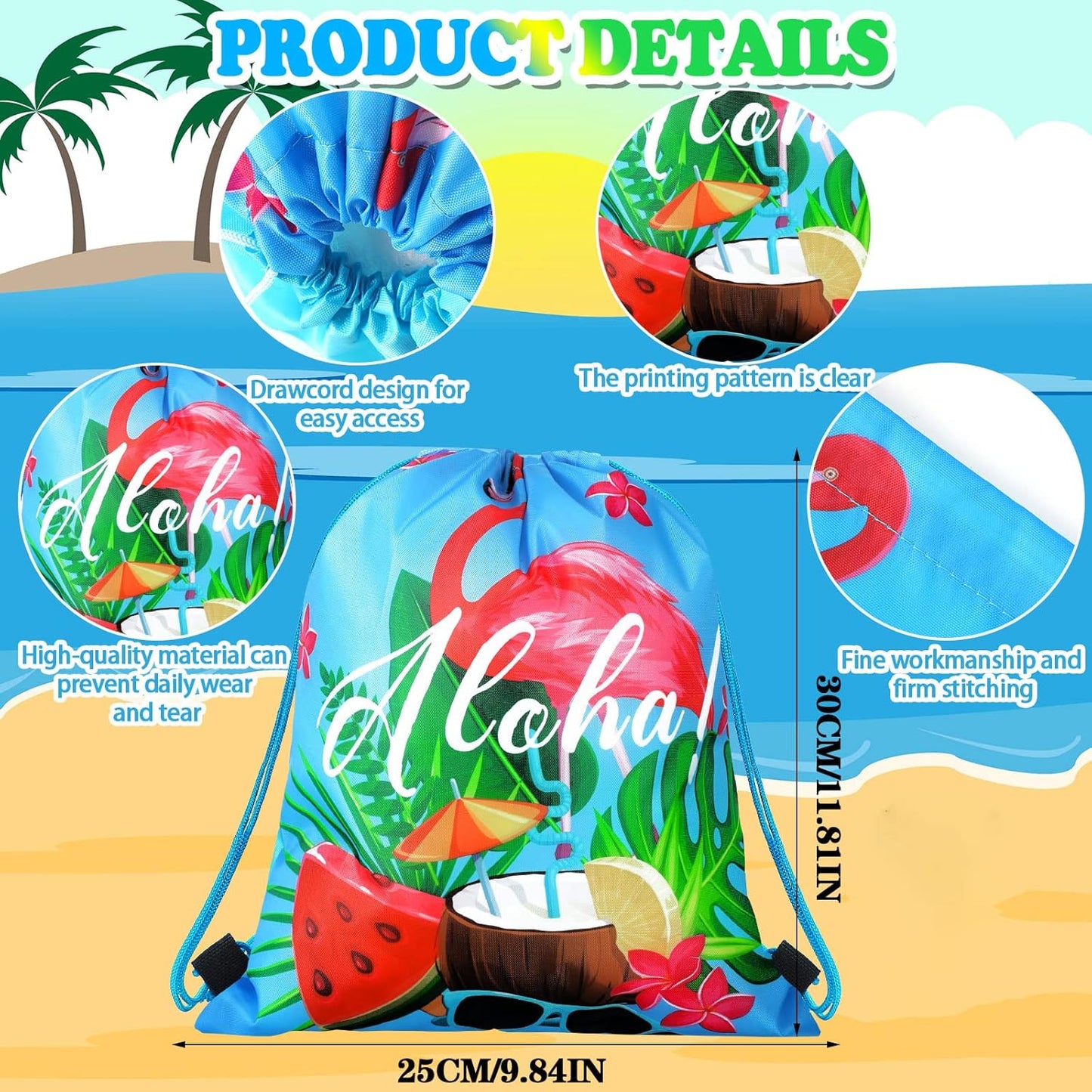 Marsui 24 Pcs Glowing Party Favor Drawstring Bags Gift Goodie Candy Favors Bags for Birthday Party Supplies