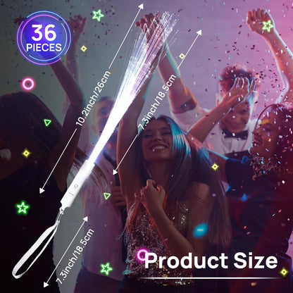 miikoul 16 Pcs Fiber Optic Wands White Glow Sticks LED Wedding Wand Light up Party Favor Sticks Flashing Wands with 3 Light Modes for neon Party Wedding Baby Shower Birthday Party Supplies