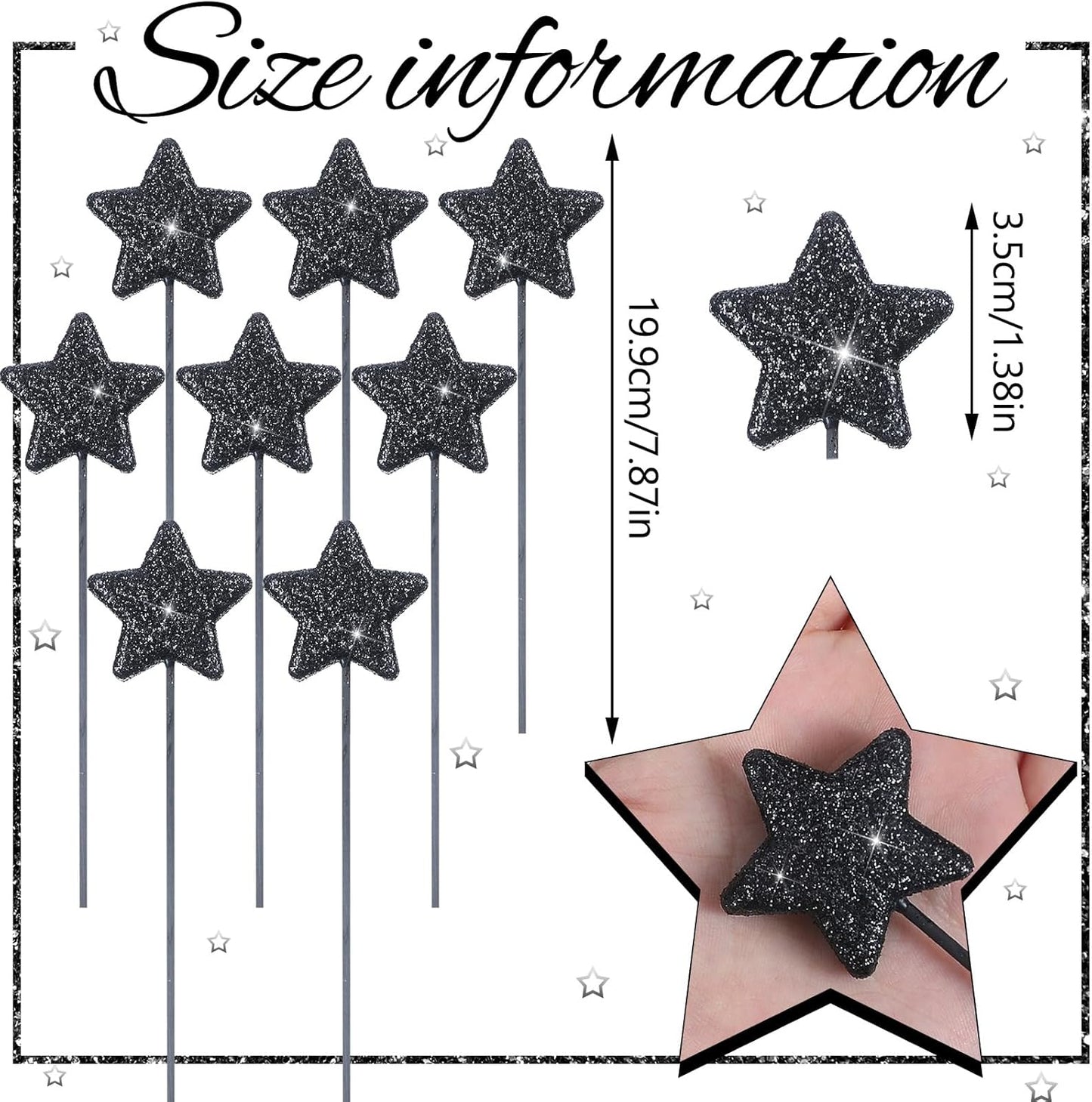 Suzile 60 Pcs Golden Star Floral Pick 8'' Star Centerpiece Table Decor Gold Glitter Craft Stick Sparkly Foam Stem for Floral Arrangement Wreath Wedding Bridal Baby Shower Birthday Stars Arrangement