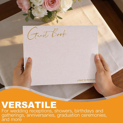 Utron Elegant Wedding Guest Book, Linen Guestbook to Sign in, Polaroid Guest Book for Wedding Receptions, Baby Showers, Birthdays and Special Events - Blank and Lined Acid Free Paper (Green)