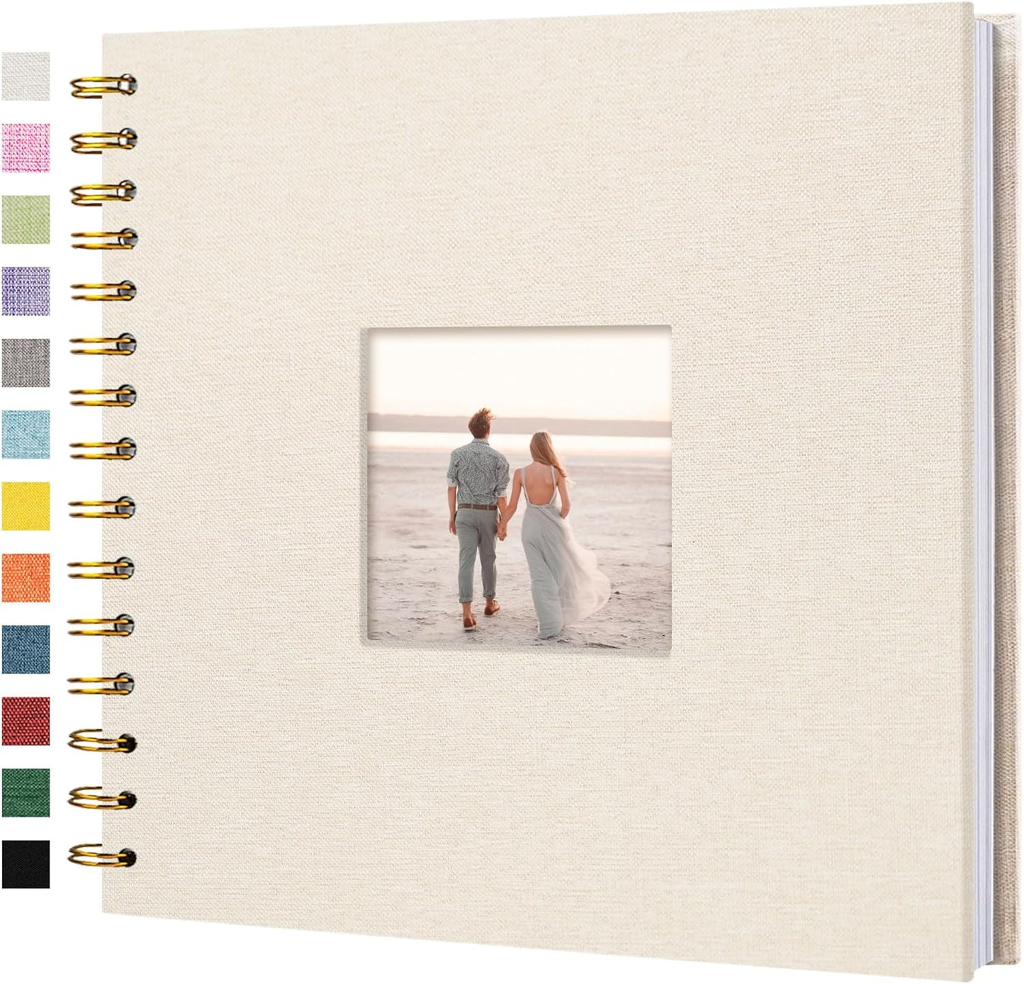 8 x 8 Inch Scrapbook Photo Album Linen Cover 20 Sheets/ 40 Pages, Hardcover Kraft White Pages Memory Book, for Travel Wedding Guest Book Christmas Baby Shower Fits 4x6 & Instant Photos, Beige