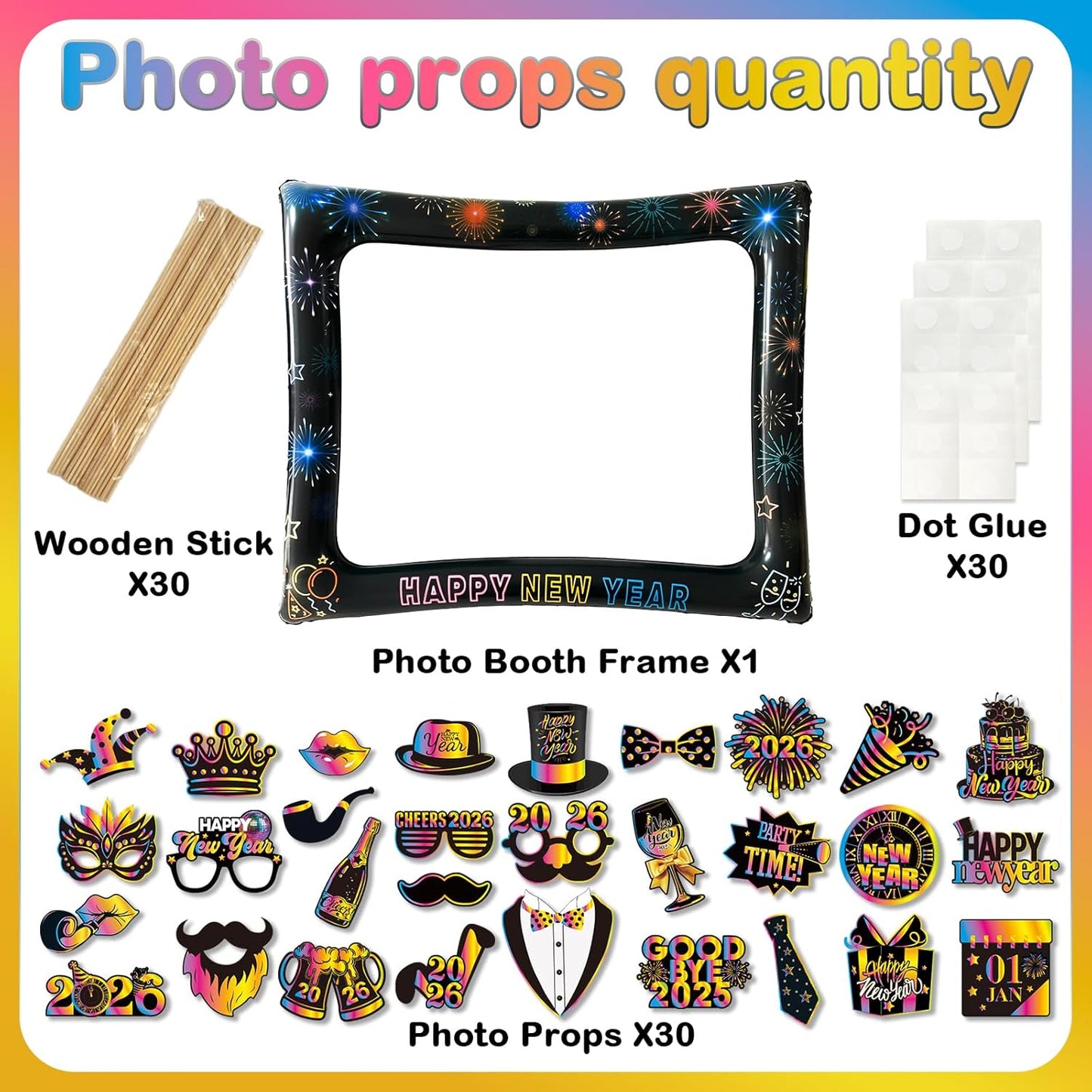 Hawaiian Photo Booth Props & Inflatable Frame, 30Pcs Luau Photobooth Props with Large Inflatable Inflatable Selfie Picture Frame for Summer Tropical Aloha Luau Party Selfie Supplies