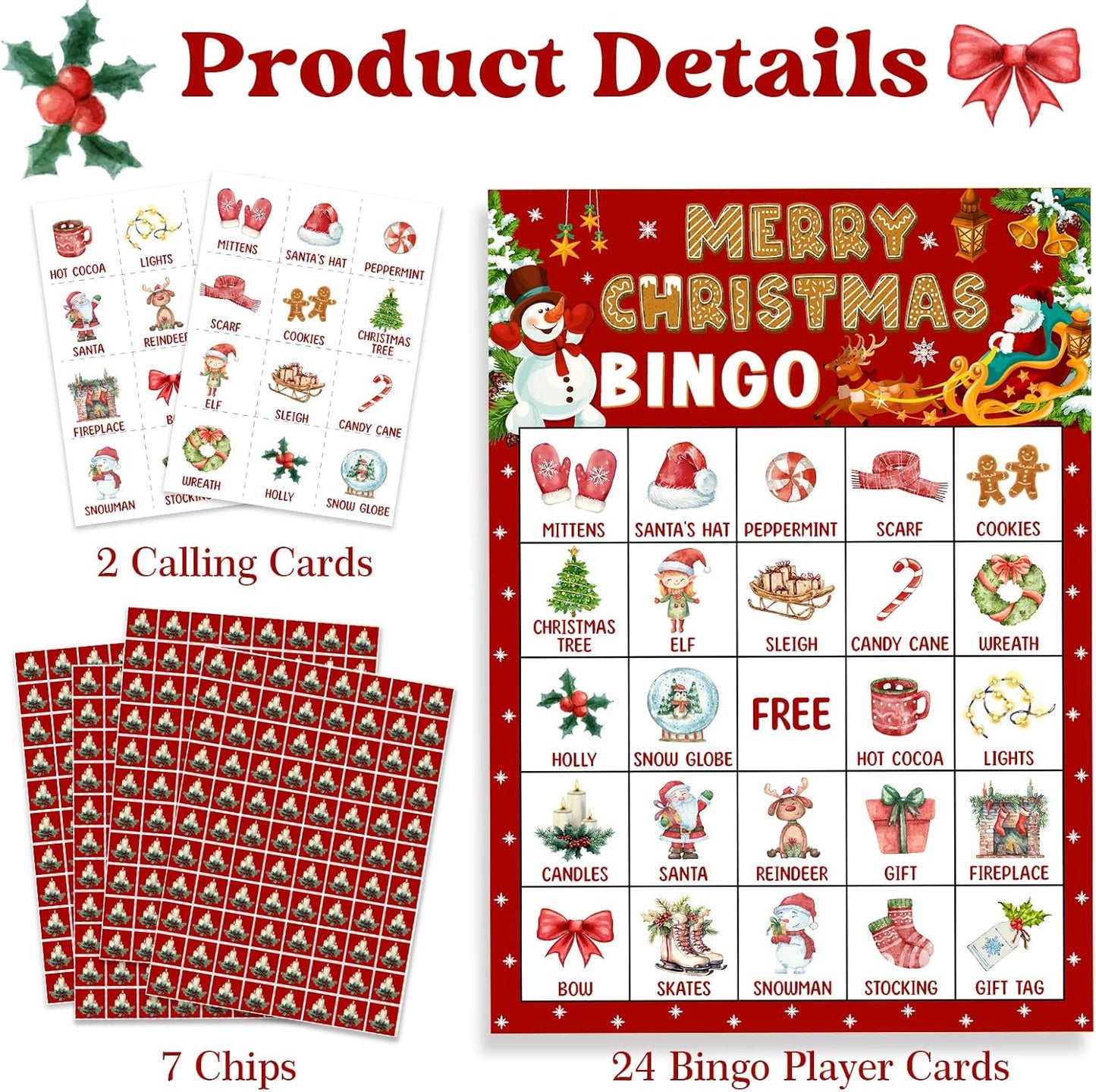 Pink Bow Baby Shower Bingo Games, 24 Player Pink Bingo Cards for Baby Shower, Gender Reveal Party Games Favors Supplies Decorations