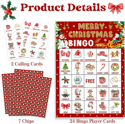 Pink Bow Baby Shower Bingo Games, 24 Player Pink Bingo Cards for Baby Shower, Gender Reveal Party Games Favors Supplies Decorations