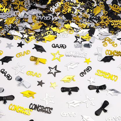 Gold and Black Graduation Confetti 2026, 1000 Pcs Congrats Grad Confetti Class of 2026 Party Table Centerpiece for 2026 Graduation Party Decorations
