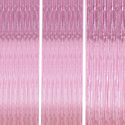 Birthday Party Decorations: 3 Pack 3.3 x 9.9 ft Gold Foil Fringe Curtains Party Supplies, Tinsel Curtain Backdrop for Parties/Birthday/Photo Booth