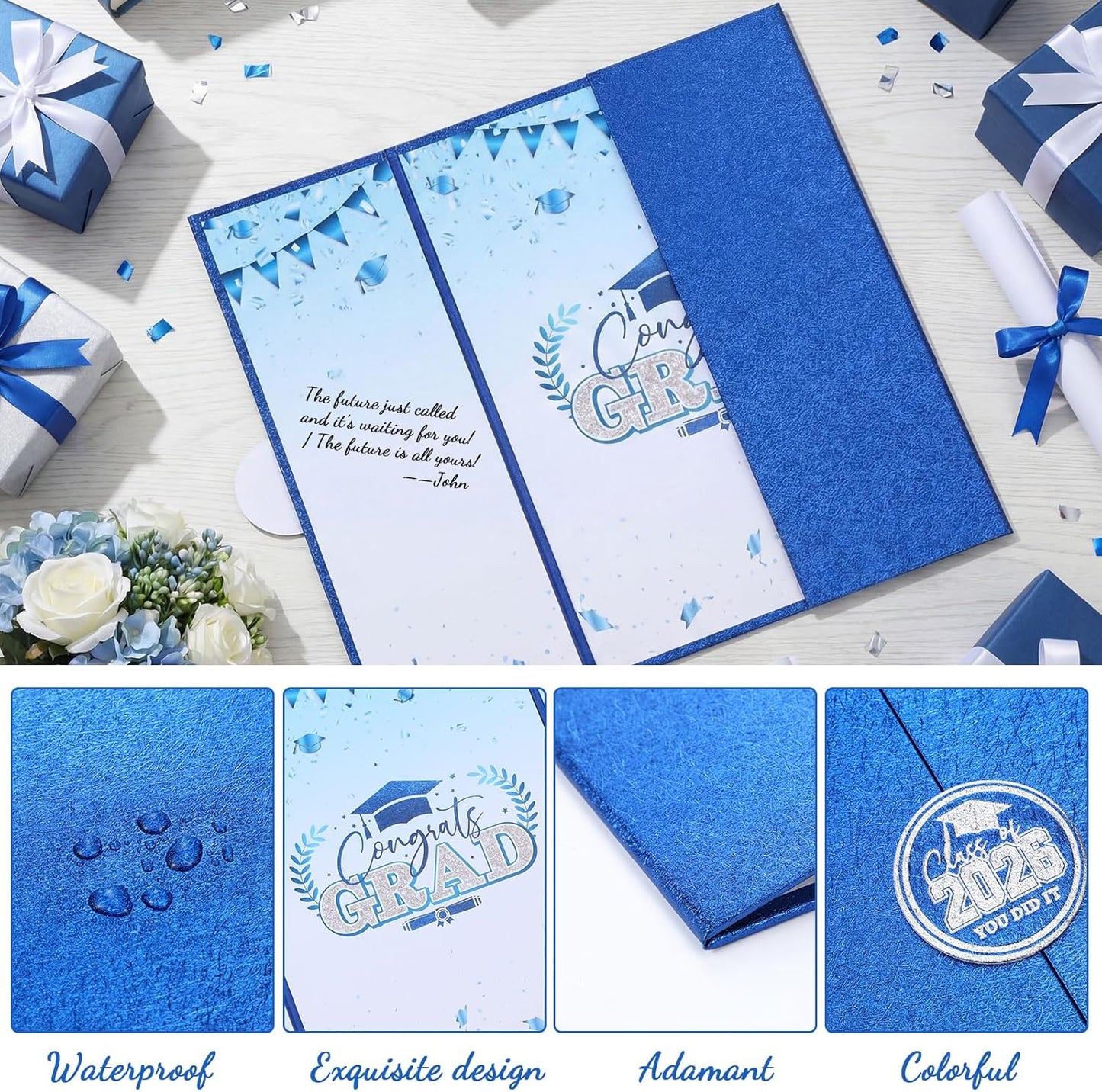 Engrowtic 2026 Graduation Guestbook Alternative Gold and Pink Guest Book Class of 2026 Congrats Graduation Party Decorations Grad Party Signature Board Card for College High School Graduate Gifts