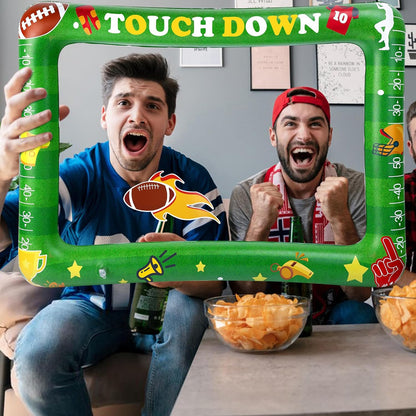 Watayo Inflatable Football Photo Prop Frame- Football Picture Frame Party Supply with 12 Pcs Booth Props DIY Kit- Sport Selfie Photo Frame for Sport Game Day Decorations & Photography Party Supplies