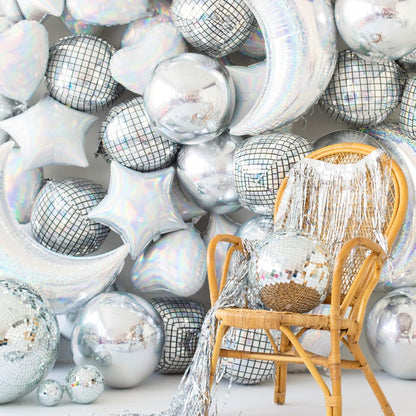 PartyWoo Metallic Gold Foil Balloons 20pcs Different Sizes Pack of 22 15 10 Inch Large Round Foil 4D Inflatable Mirror Ball Mylar Balloons for Graduation Birthday Baby Shower Party Decorations