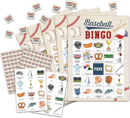 Baseball Bingo Card Game, Baseball Bingo Game for Adults, Sports Party Supplies, Favors, Baseball Party Decorations, Gift – 24 Players Bingo Game, C06