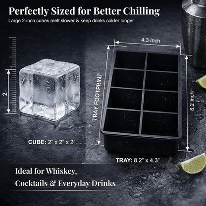 56pcs Ice Cube Tray with Lid and Bin – Stackable 4 Trays Plastic Silicone Freezer Mold, Large Ice Bucket with Scoop, Tong & 2 SS Straws – Easy Release Ice Maker for Cocktail, Coffee, RV, Whiskey