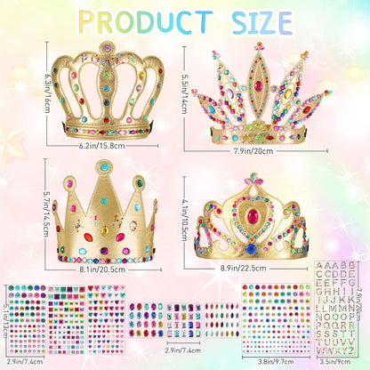 Civaner 17 Pcs Princess Party Crowns Set DIY Tiaras Making Kit for Kids with Diamond Stickers, Party Favors and Supplies