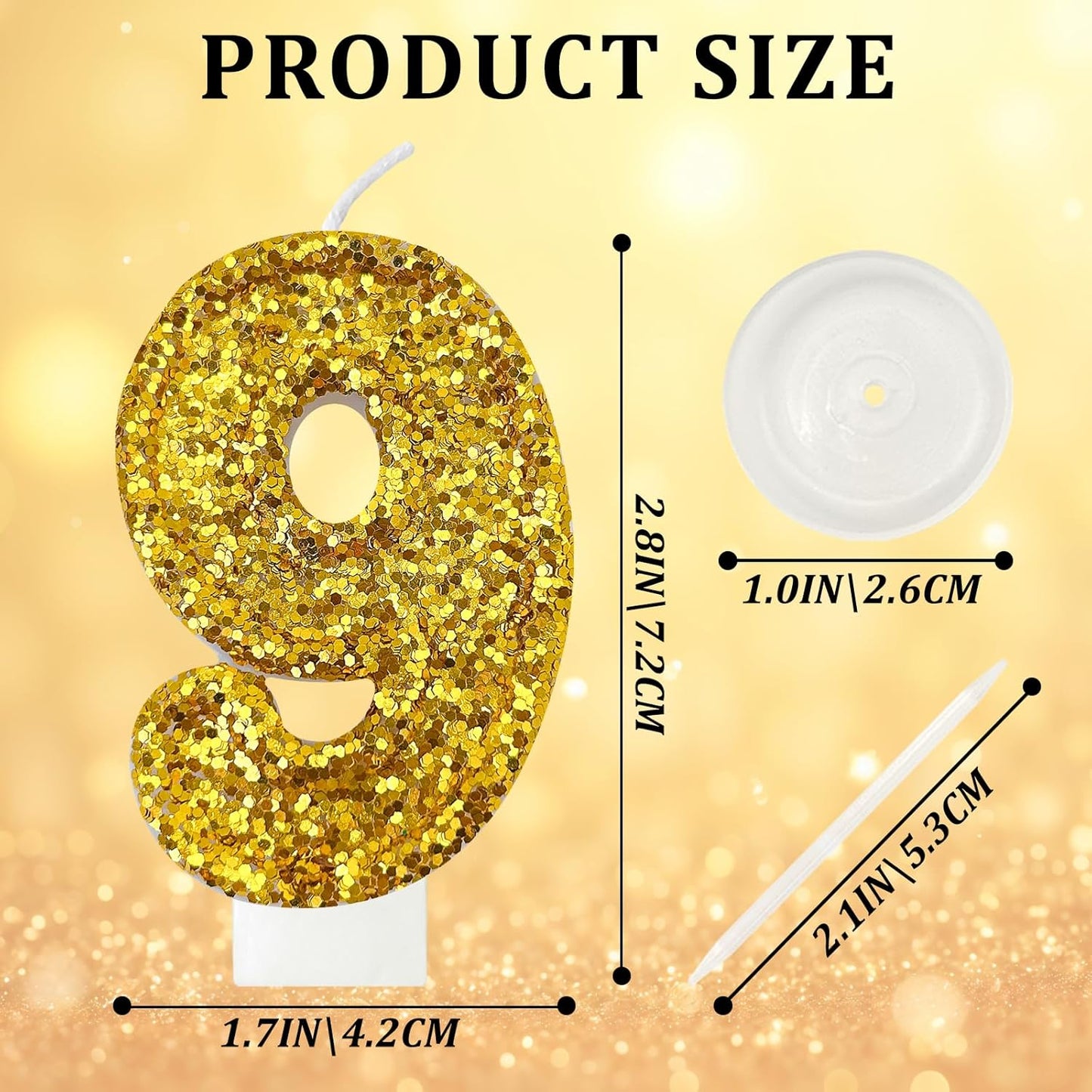 Birthday Number Candles, Glitter Number Candle Cake Decorations with Sequins, Cupcake Decorations for Girls, Women, Party Anniversary Celebrations (Number 6, Purple)