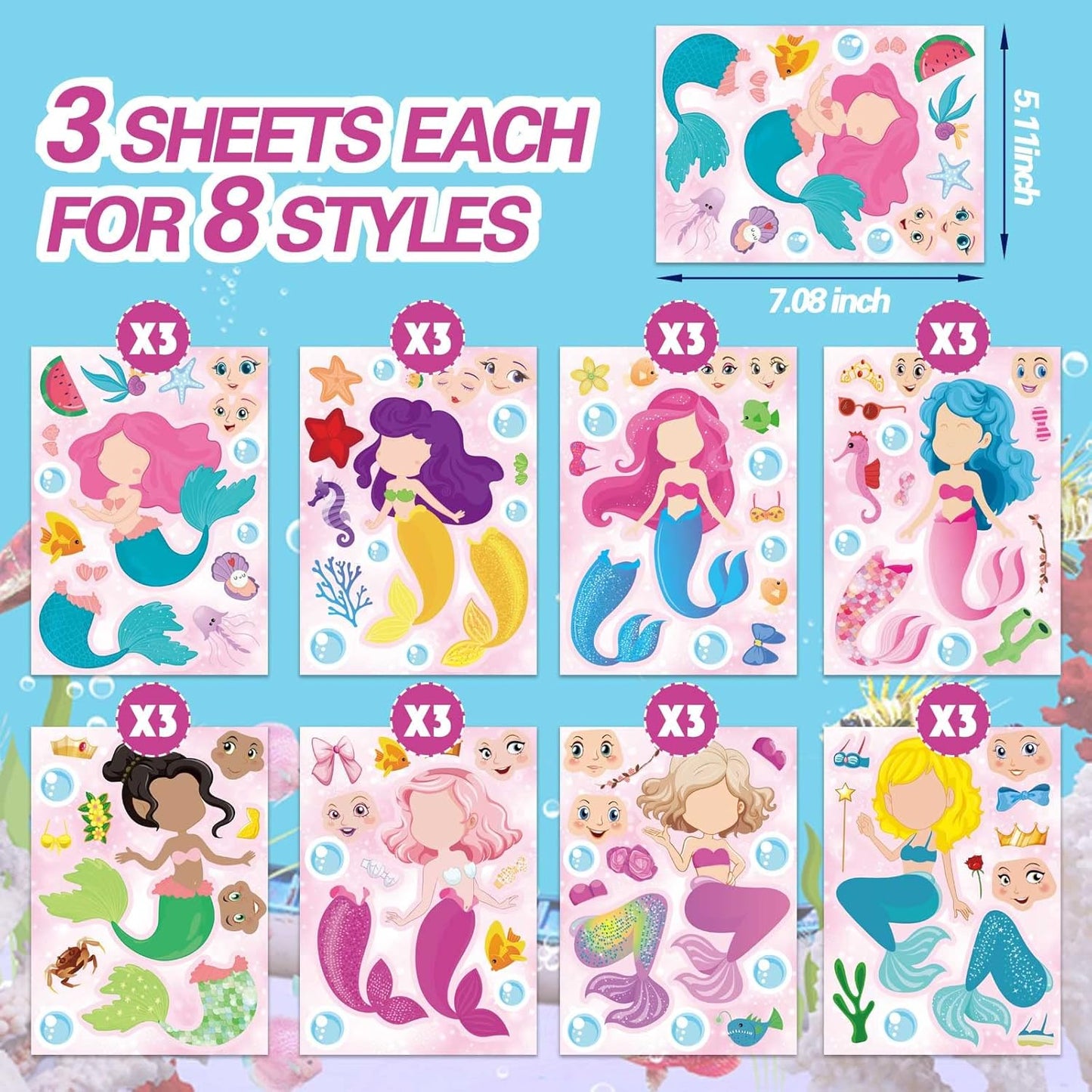 24 Sheets Make-a-face Cupcake Stickers Make Your Own Dessert Stickers Mix and Match Sweets and Fruit Treats Party Favor Supplies for Kids Ice Cream Sticker Games Birthday DIY Art Crafts