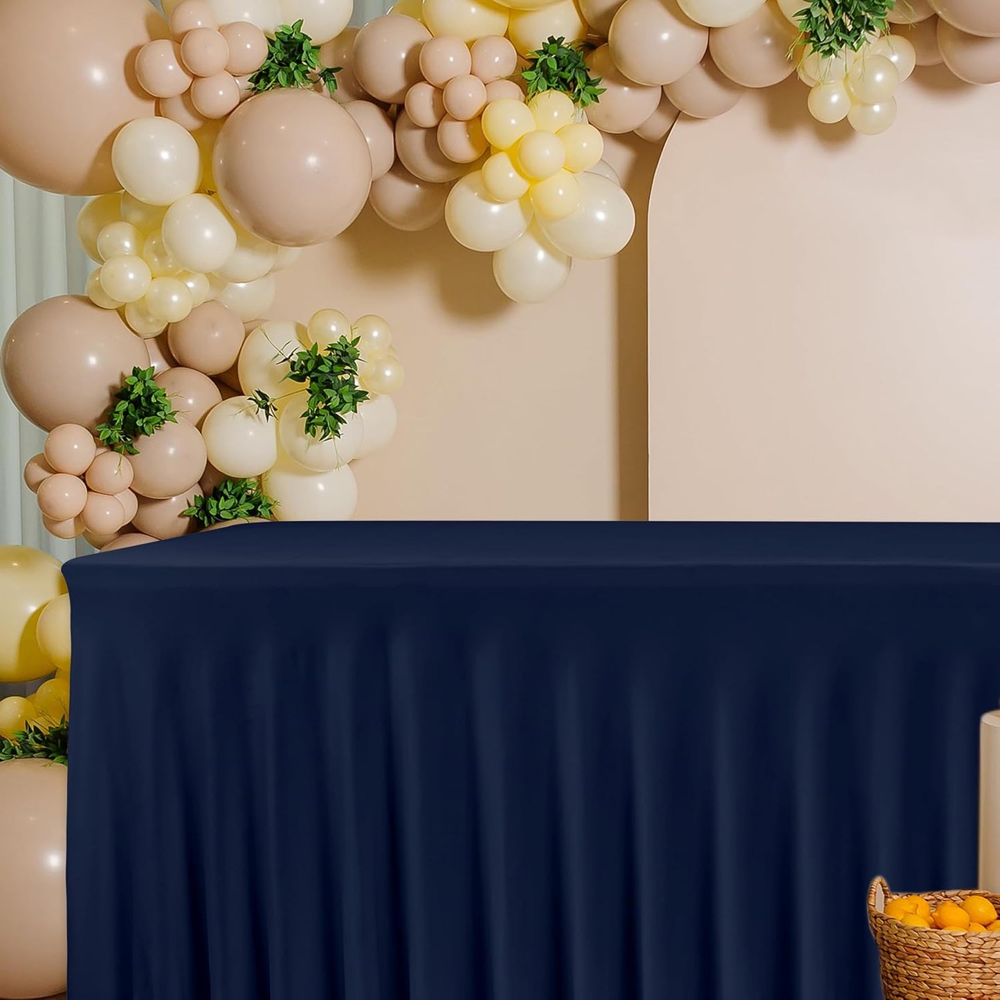 HolidayIdeas 2 Pack Spandex Table Skirt for 6 Ft Rectangle Tables, Black Fitted Stretch Tablecloth 30 x 72 Inch, Wrinkle Resistant Ruffle Design for Wedding Banquets, Trade Shows, Parties