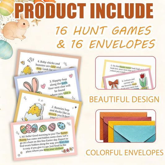 Easter Treasure Hunt Games, Easter Scavenger Hunt Clues Game Cards, Party Games for Family Friend Adults, Spring Camping Party Decorations Supplies Favors, 02