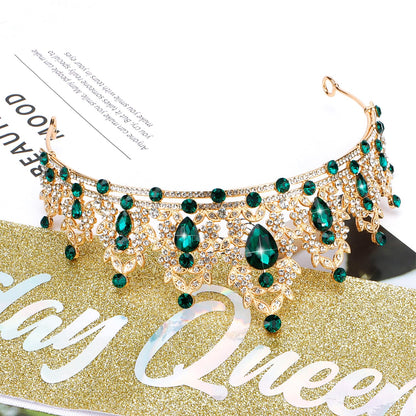Atoden Green Birthday Crown and Sash Tiara for Women and Girls, Crystal Rhinestone Tiara for Birthday Party, Wedding, Quinceanera, Prom, Festival, EF8277