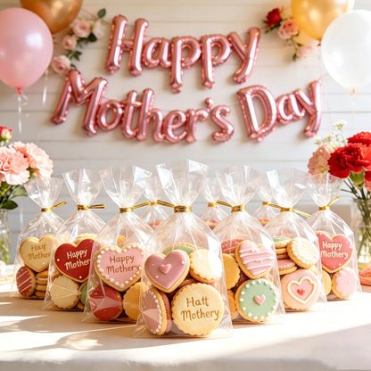 LOKQING Clear Cellophane Treat Bags 6 x 10 in, 100 Pack Mothers Day Gift Bags with Twist Ties, Bags for Cookies, Candy, Party Favors, Bakery Packaging and Small Gifts