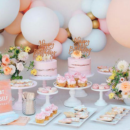 ZHUOWEISM 1 PCS Gold Happy Birthday & Anniversary Cake Topper