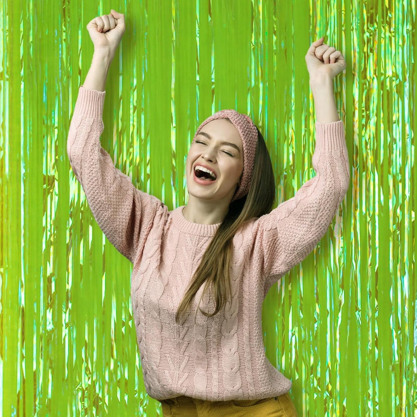 Voircoloria 3 Pack 3.3x8.2 Feet Gold Foil Fringe Backdrop Curtains, Tinsel Streamers, Fringe Backdrop for 2025 New Years Eve, Graduation, Birthday, Baby Shower, Gender Reveal, Disco Party - Colors A