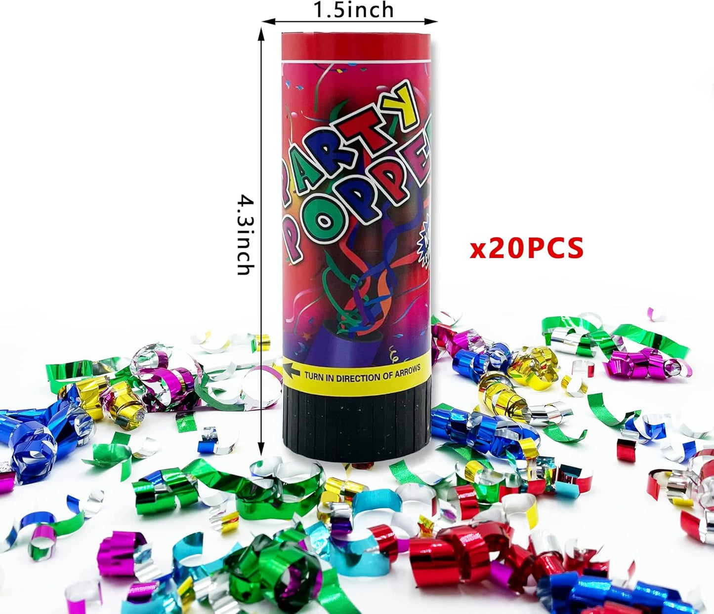 8 PCS Party Confetti Poppers Cannons for Wedding Birthday Graduation Baby Shower Anniversary Christmas New Year's Party Celebrations Supplies and Favors