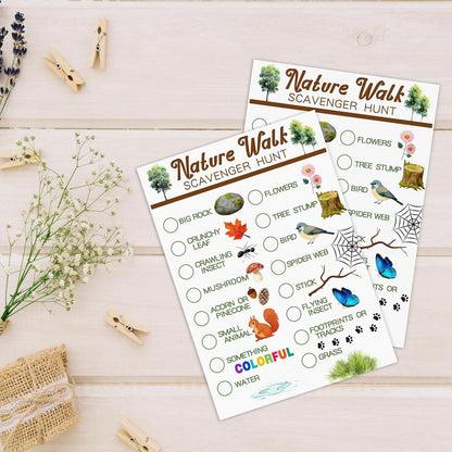 30Pcs Nature Scavenger Hunt Cards, Scavenger Hunt Cards Road Trip and Travel Activities, Spring Summer Holiday Party Supplies, Camping Games Outdoor Indoor Seek Activity-A03