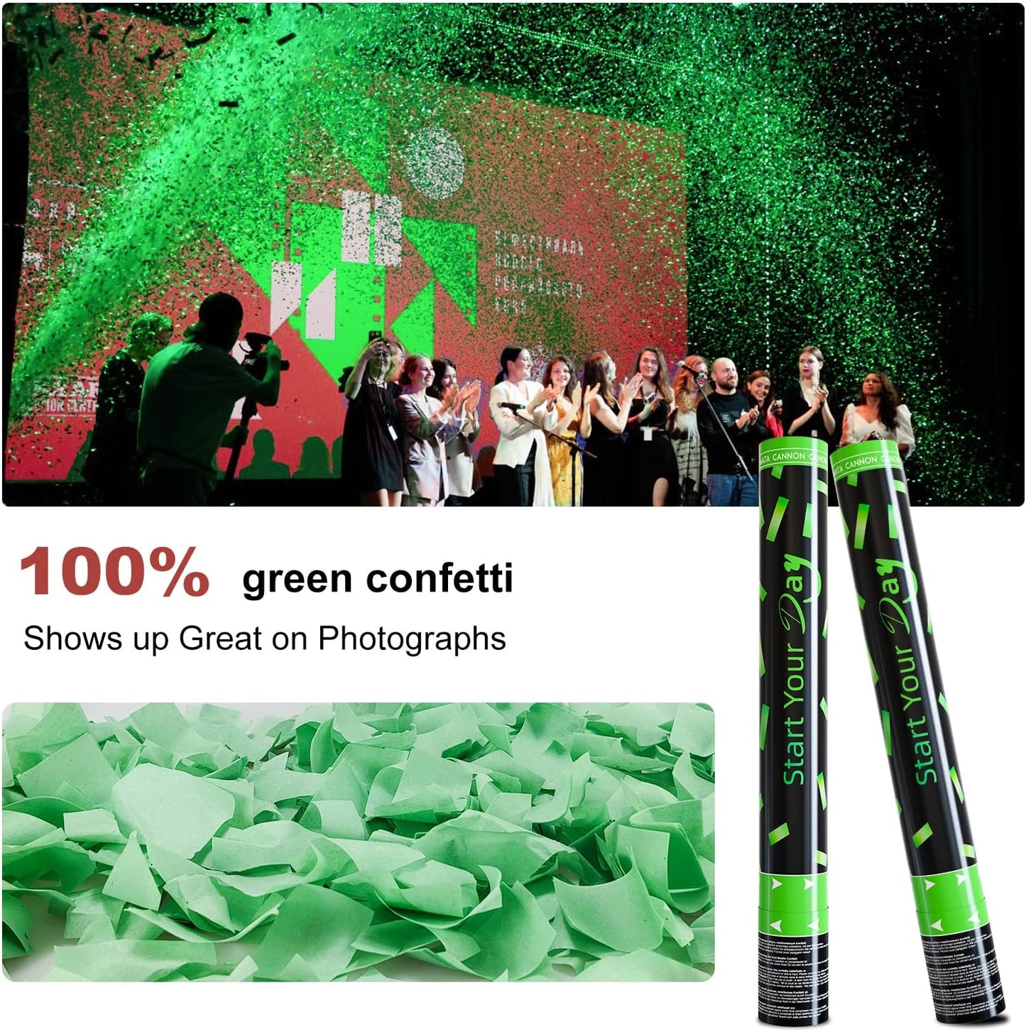 Confetti Cannons Confetti Poppers 5 Pack,15 Inch Gold Party Poppers Confetti Shooters, WORKKEEP Yello Confetti Pop for Birthday Wedding Celebration Halloween Decorations Air Powered Confetti Gun