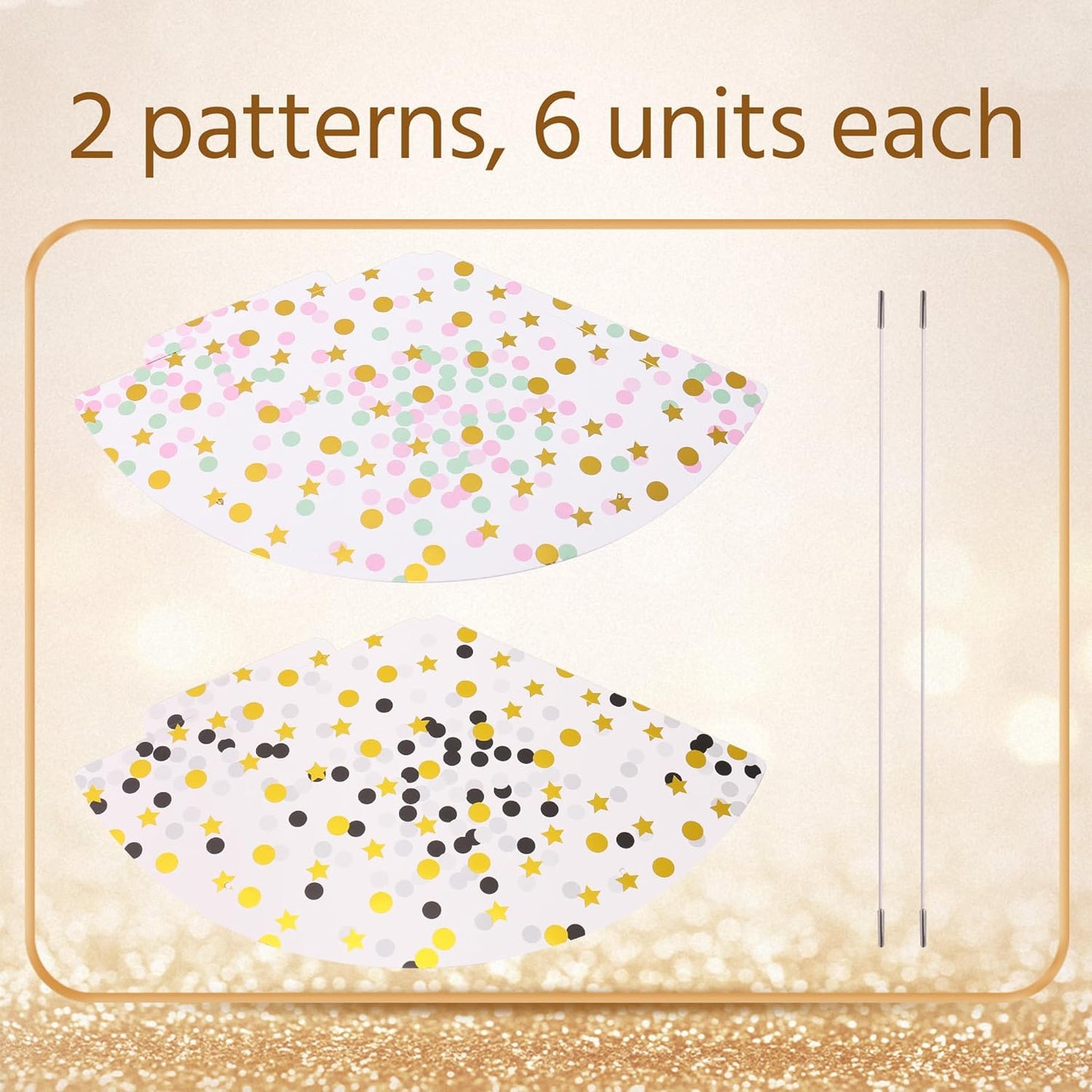 Boieo Party Hats Birthday Cone Hat for Adults Kids Gold Polka Dot Paper with Elastic String 12 pcs