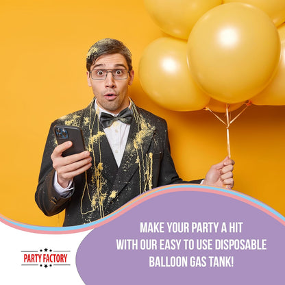Party Factory Helium balloon gas for up to 50 balloons | helium bottle 14.1 cu gas filling foil balloons | party wedding