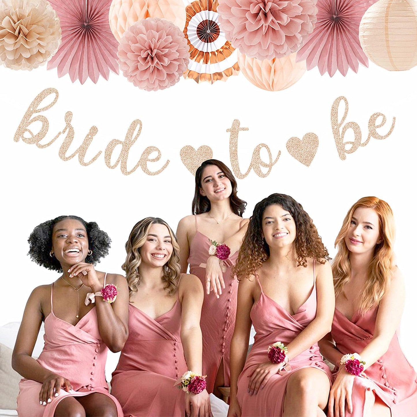 Champagne-Gold Beige Fall Baby-Shower Party-Decorations - 36pcs Welcome Home Banner Sign,Neutral Paper Lanterns,Girl Streamers Garland,Boho Hanging Tissue Pom Poms Flowers Fans Backdrop Decor Burgleda
