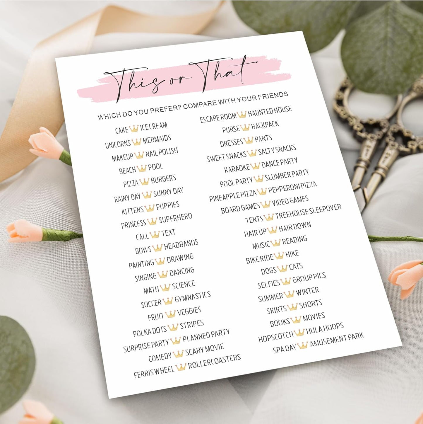 DYIRBIIY Minimalism Birthday Party Game Cards - Selfie Scavenger Hunt - 20 Blush Double-Sided Fill in Style Funny Birthday Party Game Cards for Adults, Party Supplies & Activities - A02