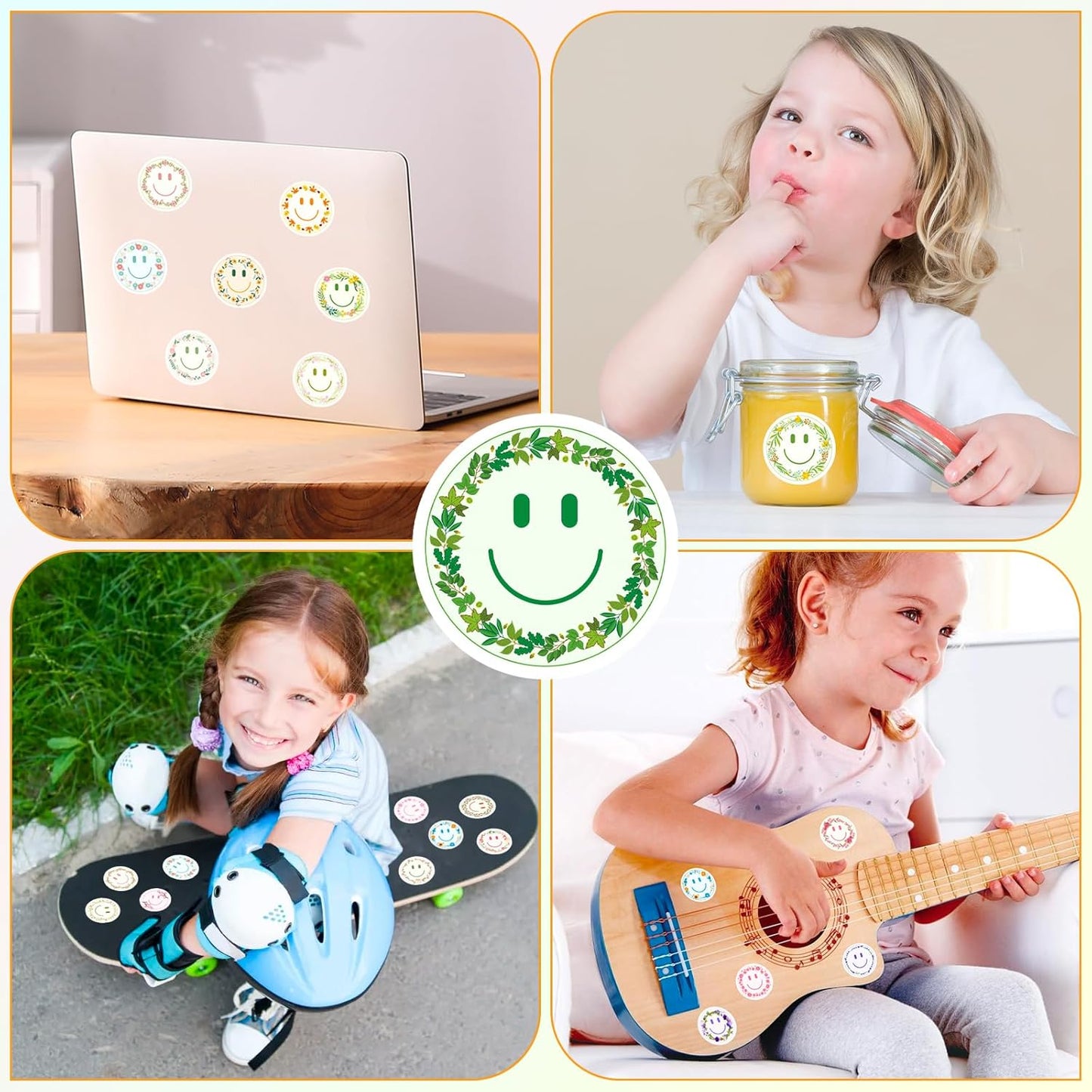 50PCS Smiling Stickers, Cute Water Bottle Stickers for Kids, for Teaching Rewards, Notebooks, Stationery, Luggage, Cartoon PVC Happy Stickers