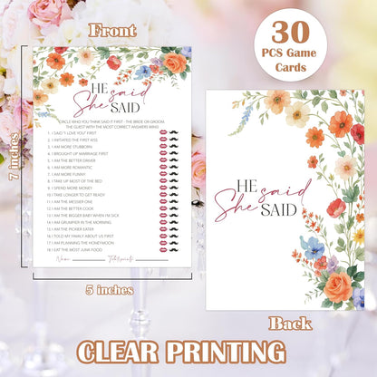 Wildflower Bridal Shower Games, Boho Flowers Bridal Shower Bingo Game with Blank Squares for 30 Guests with Game Cards, Bridal Shower Decor, Wedding Decorations Supplies (15)