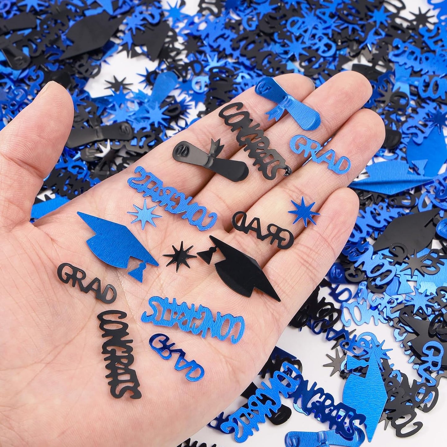 Silver and Blue Graduation Confetti 2026, 1000 Pcs Class of 2026 Table Centerpiece Grad Confetti for 2026 Graduation Party Decorations Supplies