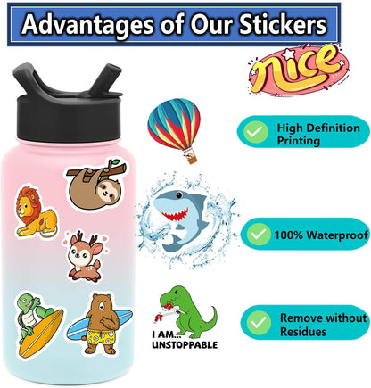 200Pcs Water Bottle Stickers for Kids Teens, Waterproof Vinyl Stickers, Stickers for Kids Classroom Decor, Teacher Supplies & Classroom Must Haves
