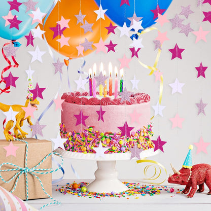 Patelai Glitter Star Garland Banner 2026 Graduation Decor 130 Feet Star Hanging Banner Twinkle Backdrop for Party Birthday Classroom Wedding Supplies(Gold)