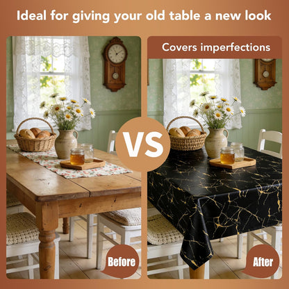 sancua Clear Plastic 100% Waterproof Tablecloth - 54 x 78 Inch - Vinyl PVC Rectangle Table Cloth Protector Oil Spill Proof Wipe Clean Table Cover for Dining Tables, Parties & Camping, Crystal Clear