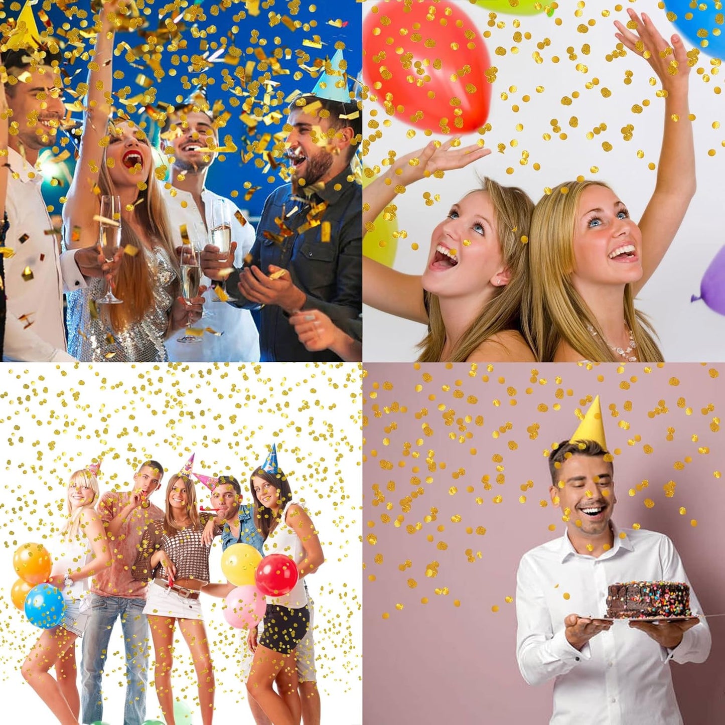 Confetti Poppers Cannons for Wedding Birthday Graduation Baby Shower Anniversary Christmas New Year's Kids Fun Party Supplies Decorations and Favors (Gold)