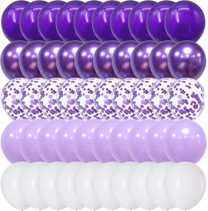 Pink Blue Purple Balloon, 60 Pcs 12 Inches Hot Pink Metallic Purple Teal Yellow Balloons Confetti Balloons for Kids Magic Theme Birthday Decoration Baby Shower Girls Music Party Supplies