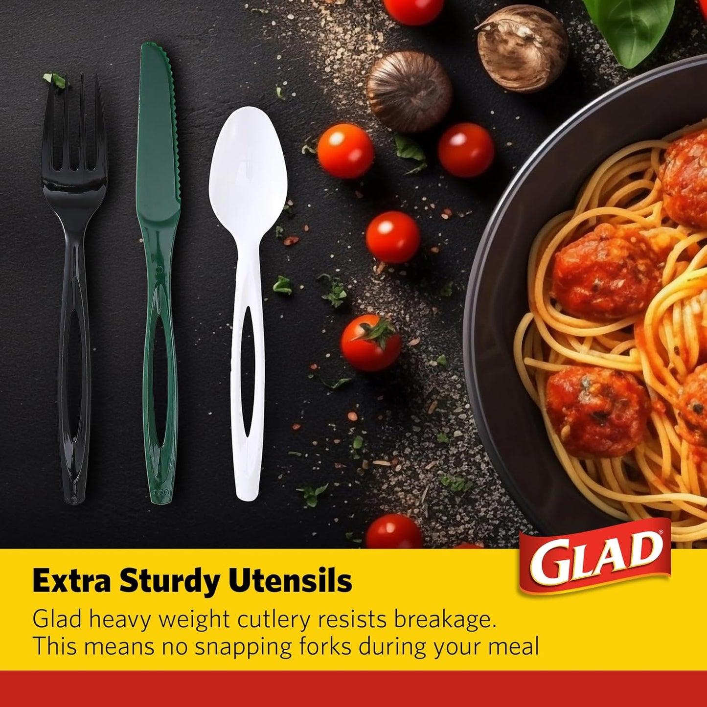 Glad Clear Disposable Cutlery Set with Heavy Duty Plastic Forks, Knives, and Spoons, Reusable Dishwasher Safe Plastic Utensils for Parties and Everyday Use, 240 Count
