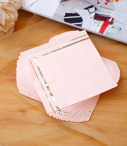 100 PK Gold Napkins - 4 Assorted Designs - 3-Ply Cocktail Napkins Folded 5 x 5 Inches Bar Napkins Disposable Party Napkins Paper Napkins Dinner for Wedding Baby Shower Birthday Graduation 2023