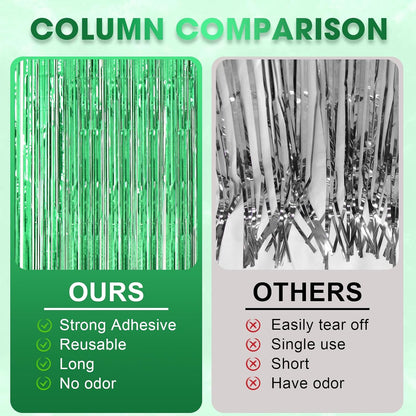 Voircoloria 3 Pack 3.3x8.2 Feet Gold Foil Fringe Backdrop Curtains, Tinsel Streamers, Fringe Backdrop for 2025 New Years Eve, Graduation, Birthday, Baby Shower, Gender Reveal, Disco Party - Colors A