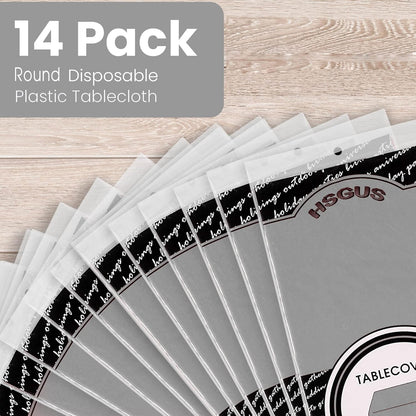 14 Pack Black 54 x 108 in. Rectangle Disposable Plastic Tablecloths - Smooth Decorative Covers for Parties, Weddings